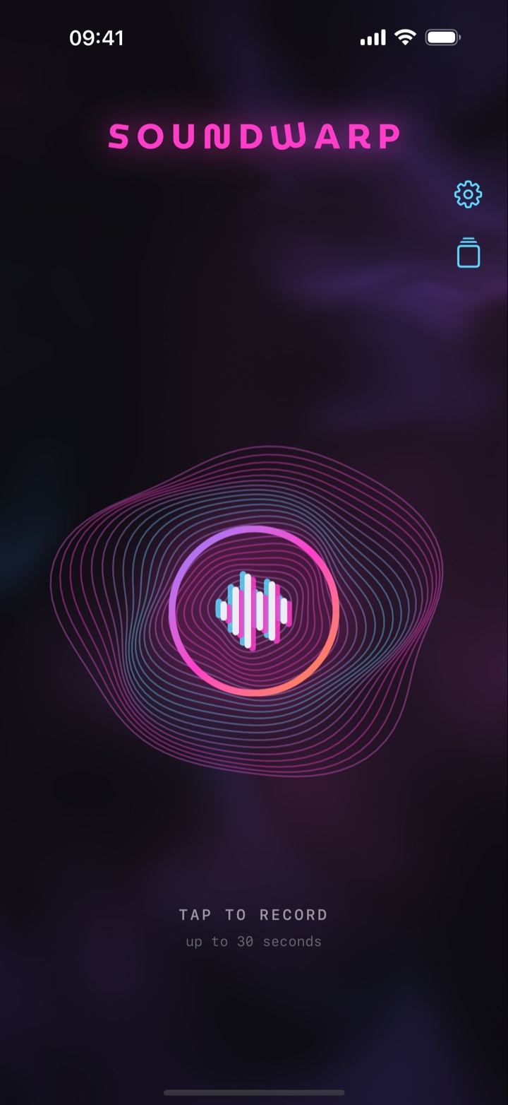 SoundWarp home screen — tap to record