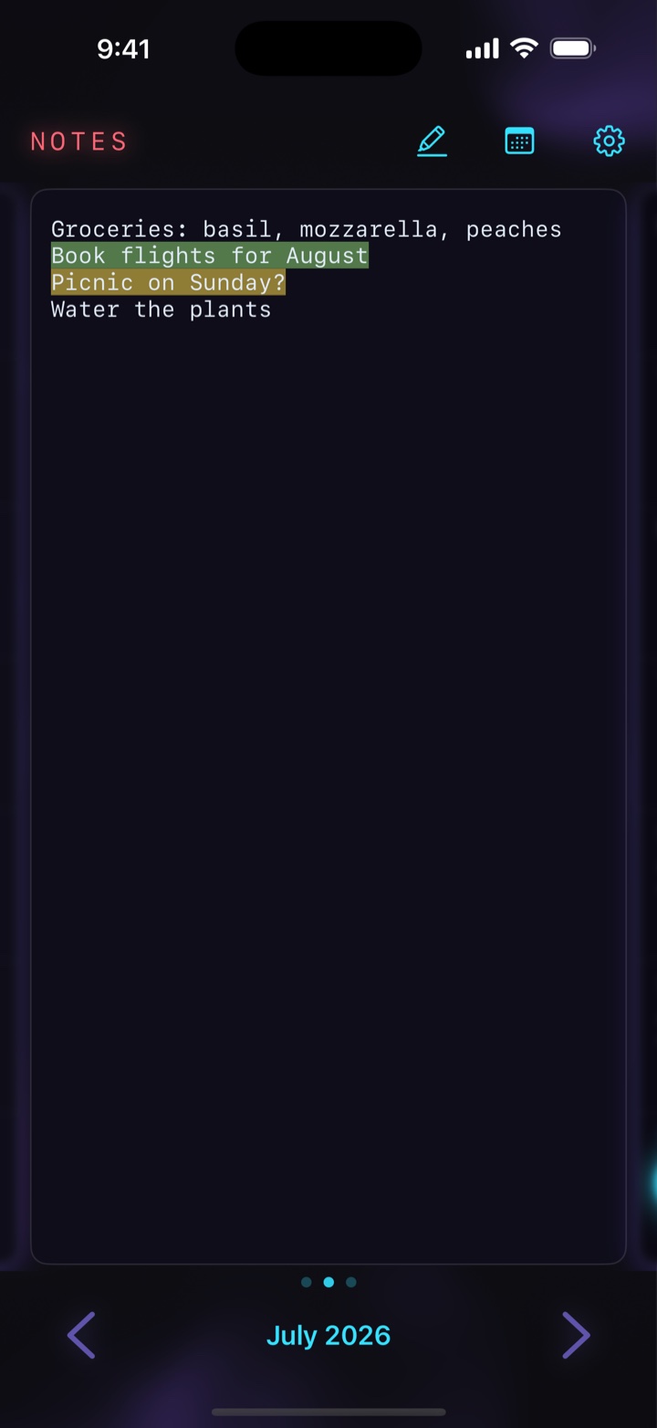 Notes with colored highlights on iPhone